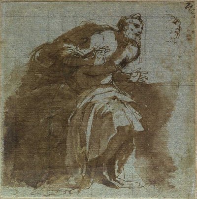 Astonished Senile Figure (detail) by Agostino Carracci